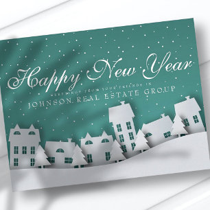Modern Winter Scene New Year's Greetings Postcard