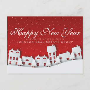 Modern Winter Scene New Year's Greetings Postcard