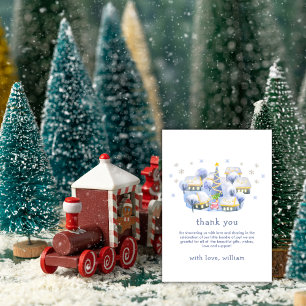 Modern Winter Snow It Take A Village Baby Shower Thank You Card