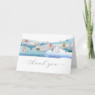 Modern Winter Snow It Takes A Village Baby Shower  Thank You Card