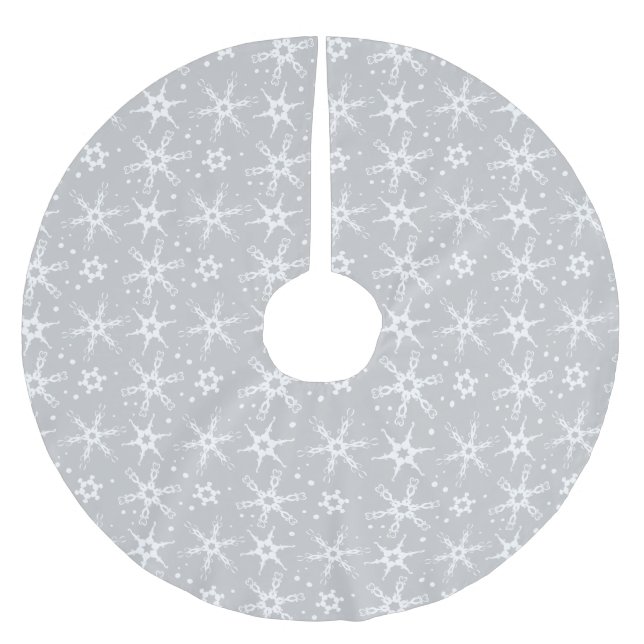 Modern Winter Snowflake All-Over Print Tree Skirt (Front)