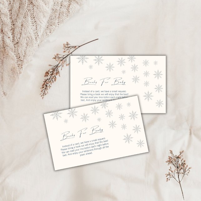 Modern Winter Snowflake Books For Baby Shower  Enclosure Card (Modern Winter Snowflake Books For Baby Shower Enclosure Card)