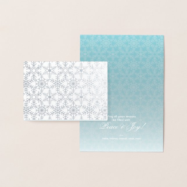 Modern Winter Snowflake Web Holiday Greeting Foil Card (Display)