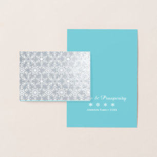 Modern Winter Snowflake Web Holiday Greeting Foil Card