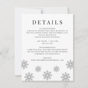 Modern Winter Snowflake Wedding Details Card