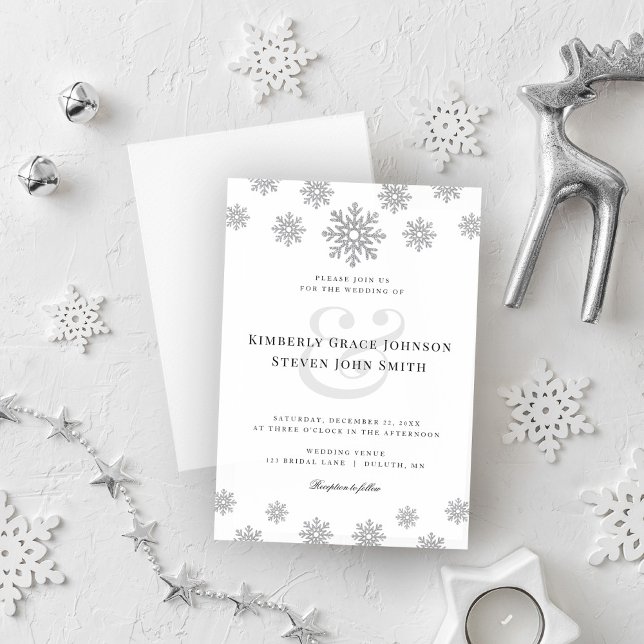 Modern Winter Snowflake Wedding Invitation (Creator Uploaded)