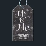 Modern winter snowflakes chalkboard Thank you Gift Tags<br><div class="desc">Send your wedding Thank you with this Modern winter snowflakes chalkboard favour gift tag , Stylish, elegant and original black chalkboard with white snowflakes background. A black and white elegant wedding theme perfect for winter wonderland, Christmas wedding theme.The text is fully customisable.Customise with the groom and bride's names and the...</div>