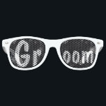 Modern winter snowflakes chalkboard wedding Groom Retro Sunglasses<br><div class="desc">Modern winter snowflakes chalkboard wedding groom sunglasses. Stylish,  elegant and original black chalkboard with white snowflakes background. A black and white elegant wedding theme perfect for winter wonderland,  Christmas wedding theme.The text is fully customisable</div>