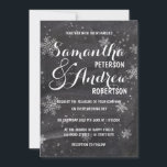 Modern winter snowflakes chalkboard Wedding Invitation<br><div class="desc">Modern winter snowflakes chalkboard wedding invitation suite collection. Stylish,  elegant and original black chalkboard with white snowflakes background. A black and white elegant wedding theme perfect for winter wonderland,  Christmas or New Year's Eve wedding theme. The text is fully customisable</div>