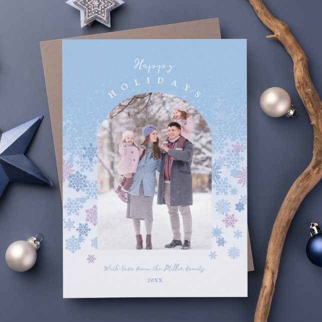 Modern Winter Snowflakes Happy Holidays Holiday Card (Creator Uploaded)