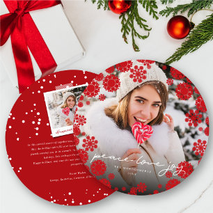 Modern Winter Snowflakes Square Holiday Photo Card