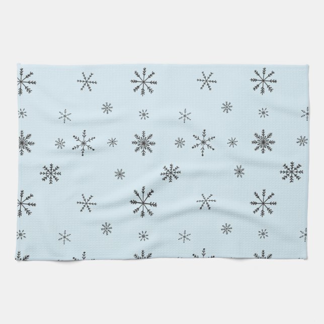Modern Winter Snowflakes Tea Towel (Horizontal)