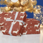 Modern Winter Stag Red Wrapping Paper<br><div class="desc">Whimsical painted watercolor red gift wrap with reindeers and stars pattern. White on red. Perfect for Christmas,  winter celebrations,  or everyday gifting,  it brings a cosy botanical feel to your wrapping presentation.</div>