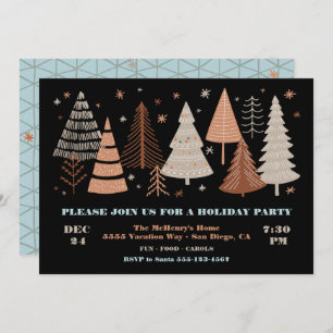 Modern Winter Trees Holiday Party Invitation