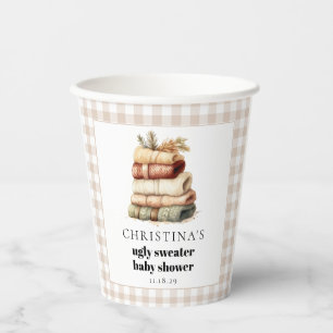 Modern Winter Ugly Sweater Baby Shower  Paper Cups