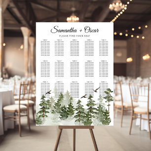 Modern Winter  Watercolor Green Forest With Snow Poster