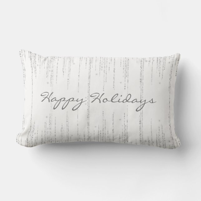 Modern Winter White Grey Sparkles Custom Holiday  Lumbar Cushion (Front)