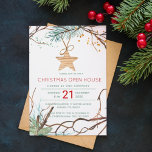 Modern winter wood branches Christmas open house Invitation<br><div class="desc">Elegant winter nature dried branches and pine tree bough watercolor forest elements with a wooden star in fern green, brown and white Christmas corporate open house invitation template. Fill in your information in the spots, You can choose to customize it further changing fonts and colors of lettering. ---- Please note...</div>