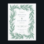 Modern Winter Wreath Frame Wedding Green Postcard<br><div class="desc">Modern Winter Wreath Frame Wedding Winter Green</div>