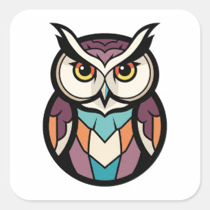 Modern Wisdom Owl Illustration Square Sticker