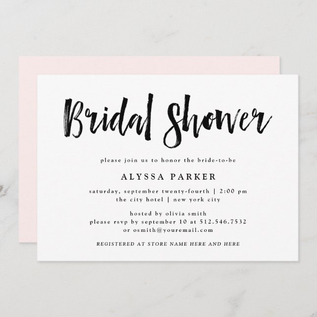 Modern Wish | Black and White Bridal Shower Invitation (Front/Back)