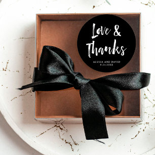 Modern Wish   Black and White Wedding Classic Round Sticker