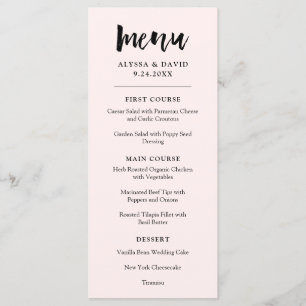 Modern Wish Blush Pink Wedding Menu