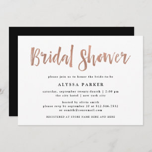Modern Wish Faux Rose Gold Bridal Shower Invitation