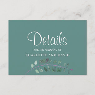 Modern Wisteria Watecolor Wedding Detail Enclosure Card