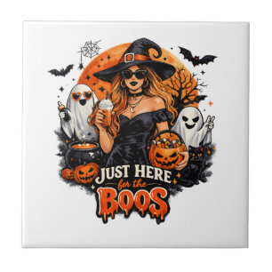 Modern Witch Just Here for the Boos Halloween Tile