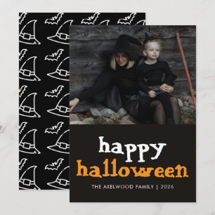 Modern Witchy Aesthetic Halloween Family Photo Holiday Card