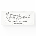 Modern With Heart Just Married Car Banner