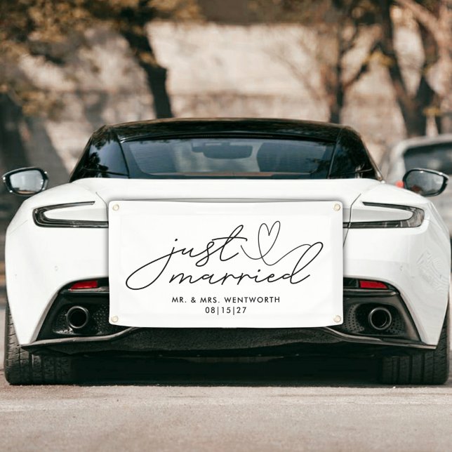 Modern with Heart Just Married Car Banner (Creator Uploaded)