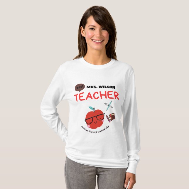 Modern With personalized name for teacher T-Shirt (Front Full)