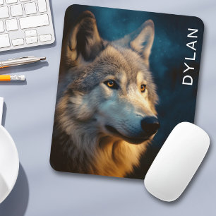 Modern Wolf Close-up Mouse Pad