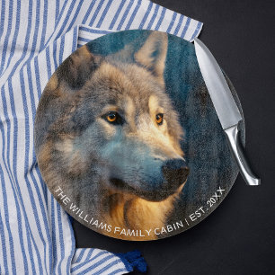 Modern Wolf Lover Personalised  Cutting Board
