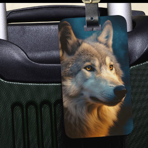 Modern Wolf Sunrise Luggage Tag