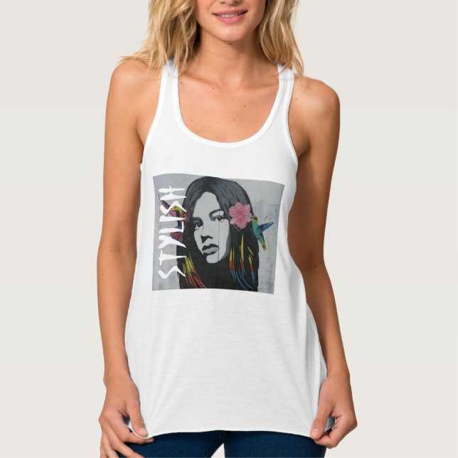 Modern woman art cute lady painting girlfriend singlet (Front)