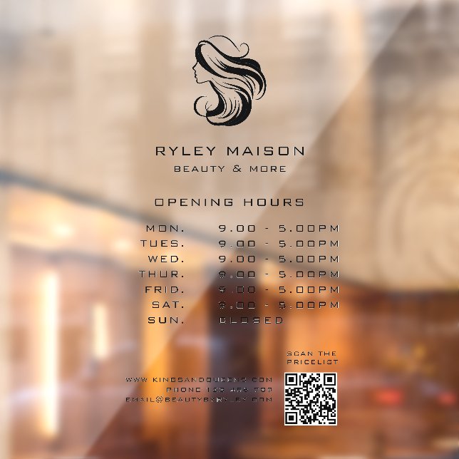 Modern, Woman Logo, Opening Hours & QR Code (Sheet 2)