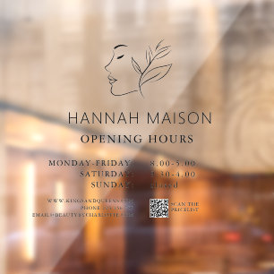 Modern, Woman Logo, Opening Hours & QR Code