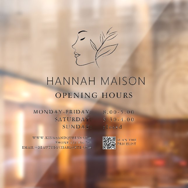 Modern, Woman Logo, Opening Hours & QR Code (Sheet 2)