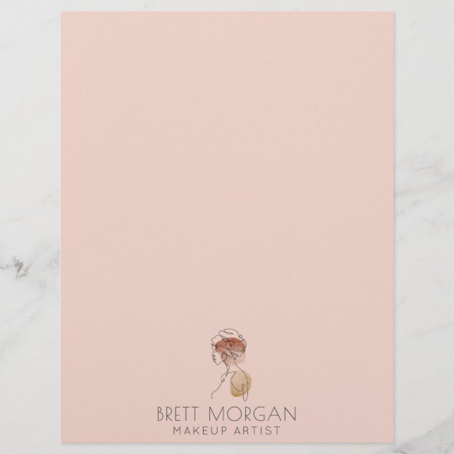 Modern Woman Makeup Artist Blush Pink  Custom Letterhead (Front)