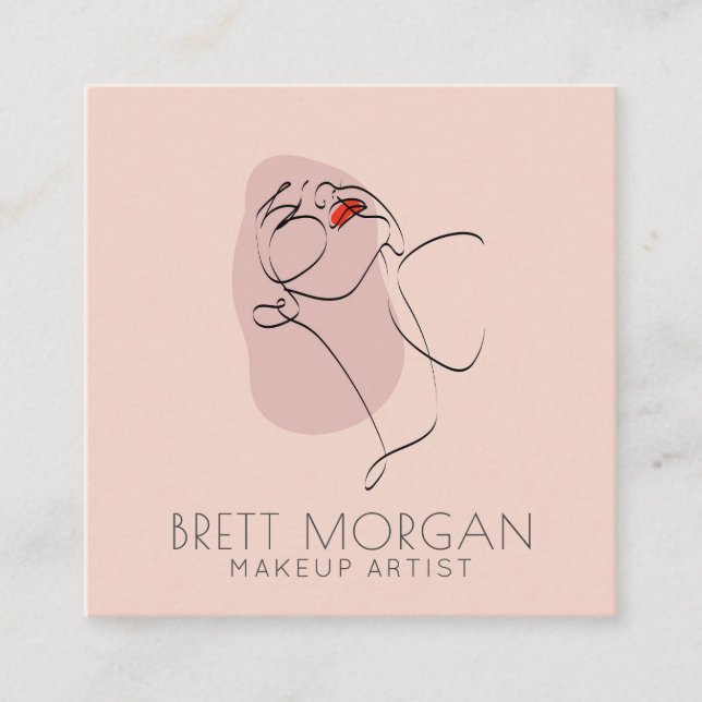 Modern Woman Makeup Artist Square Business Card (Front)