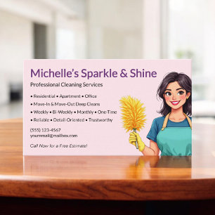 Modern Woman Pink Cleaning Service Business Card