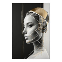 Modern Woman’s Portrait - Abstract Gold Art