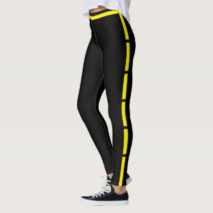 Modern Women Cute Black Yellow Stripes Athleisure Leggings