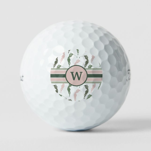 Modern Women Golfers Monogram Golf Balls (Front)