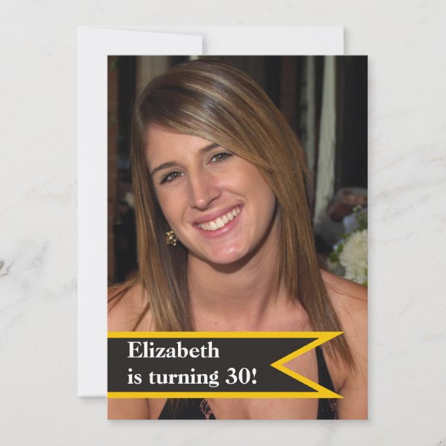 Modern women’s 40th birthday simple photo invitation (Front)