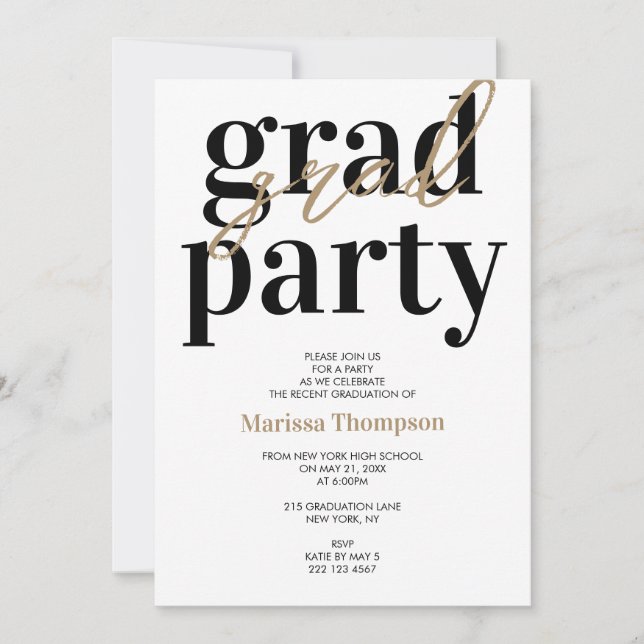 Modern Wood Brown Calligraphy Graduation Party  Invitation (Front)