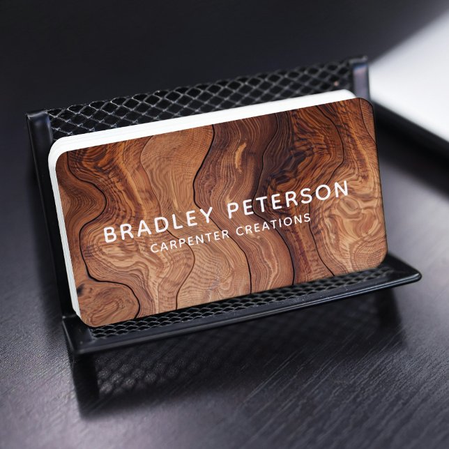 Modern Wood Carpentry Construction Business Card (Creator Uploaded)